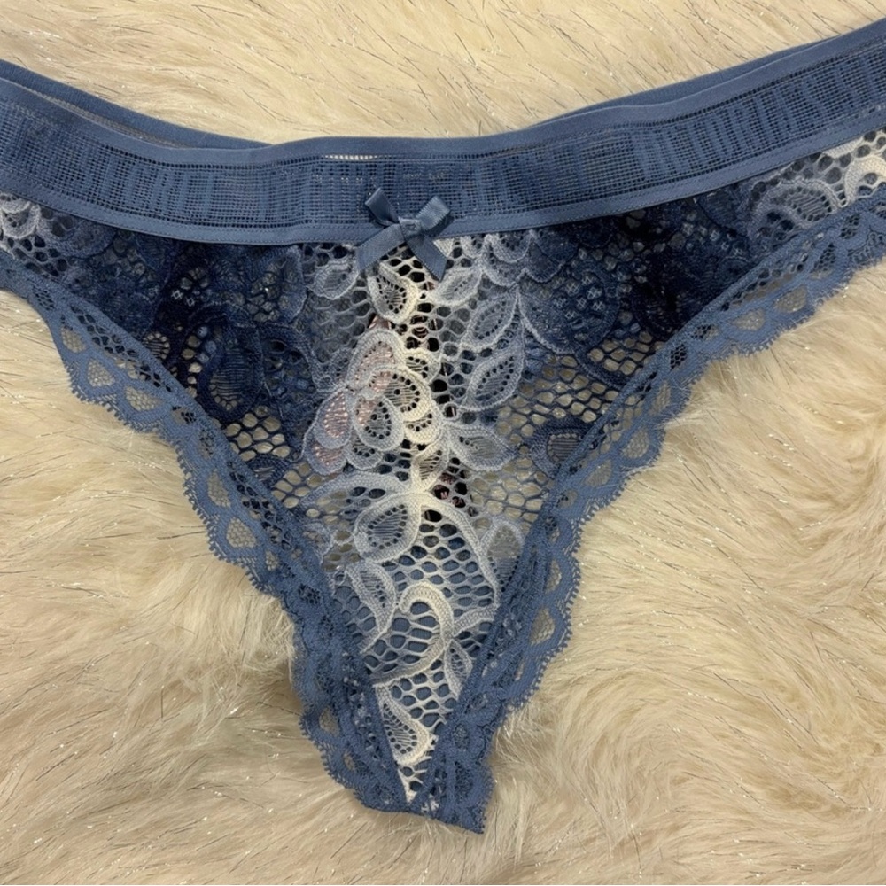 Victoria Secret Ombré Blue Lace Bra 36DD and 2 pair matching panties M - Picture 5 of 8